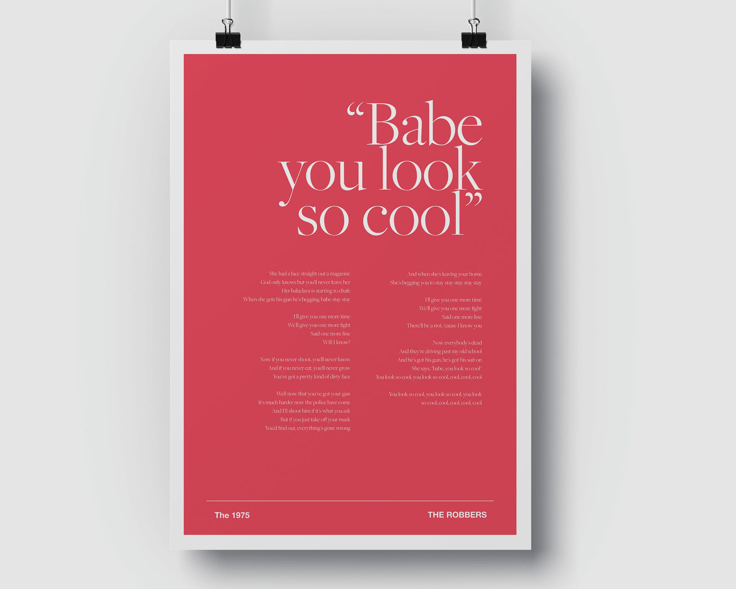 The 1975 Robbers - Music Poster - Music Print - Music Lyrics - Various Colours