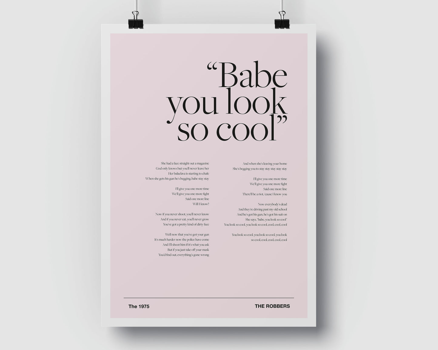 The 1975 Robbers - Music Poster - Music Print - Music Lyrics - Various Colours