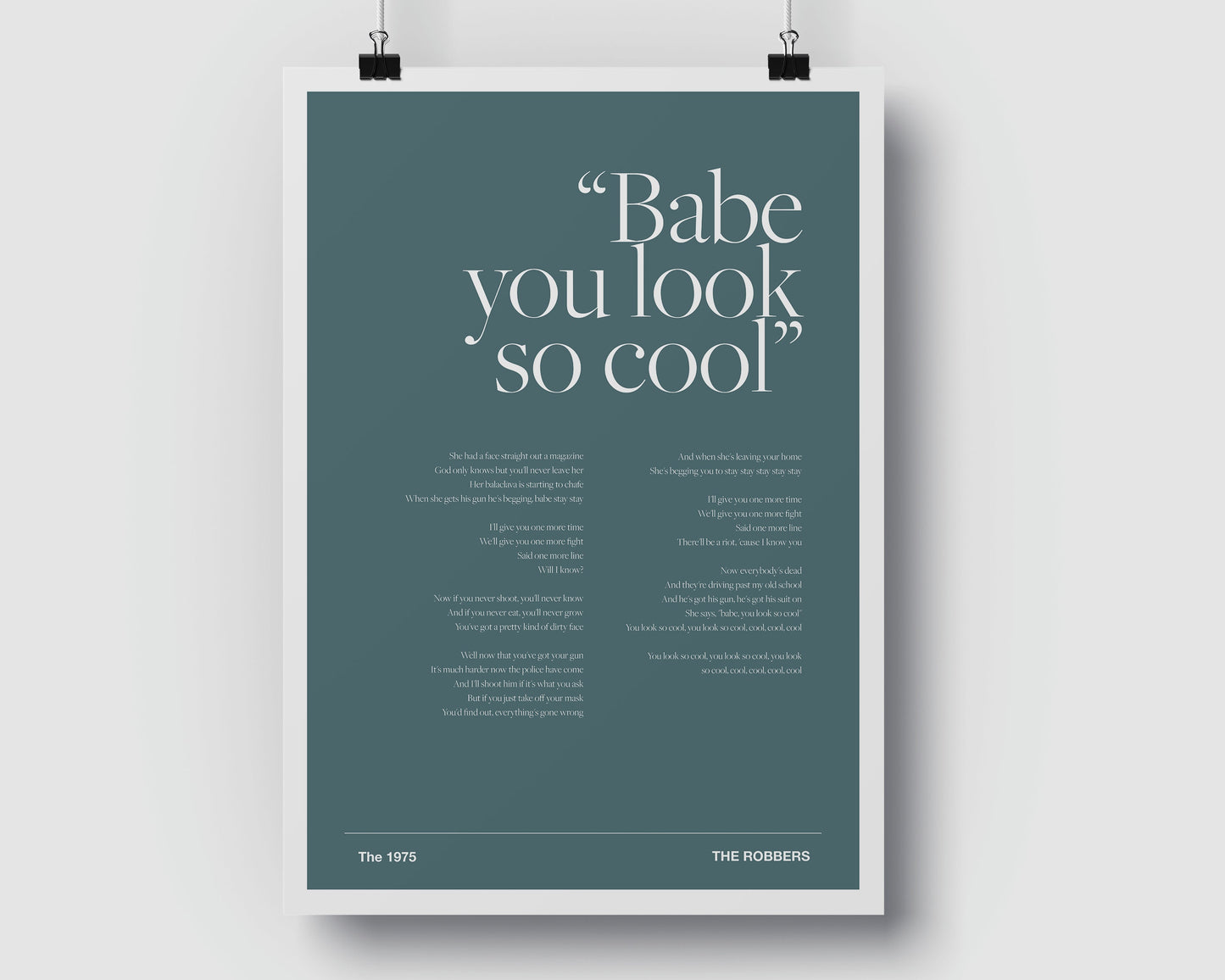 The 1975 Robbers - Music Poster - Music Print - Music Lyrics - Various Colours