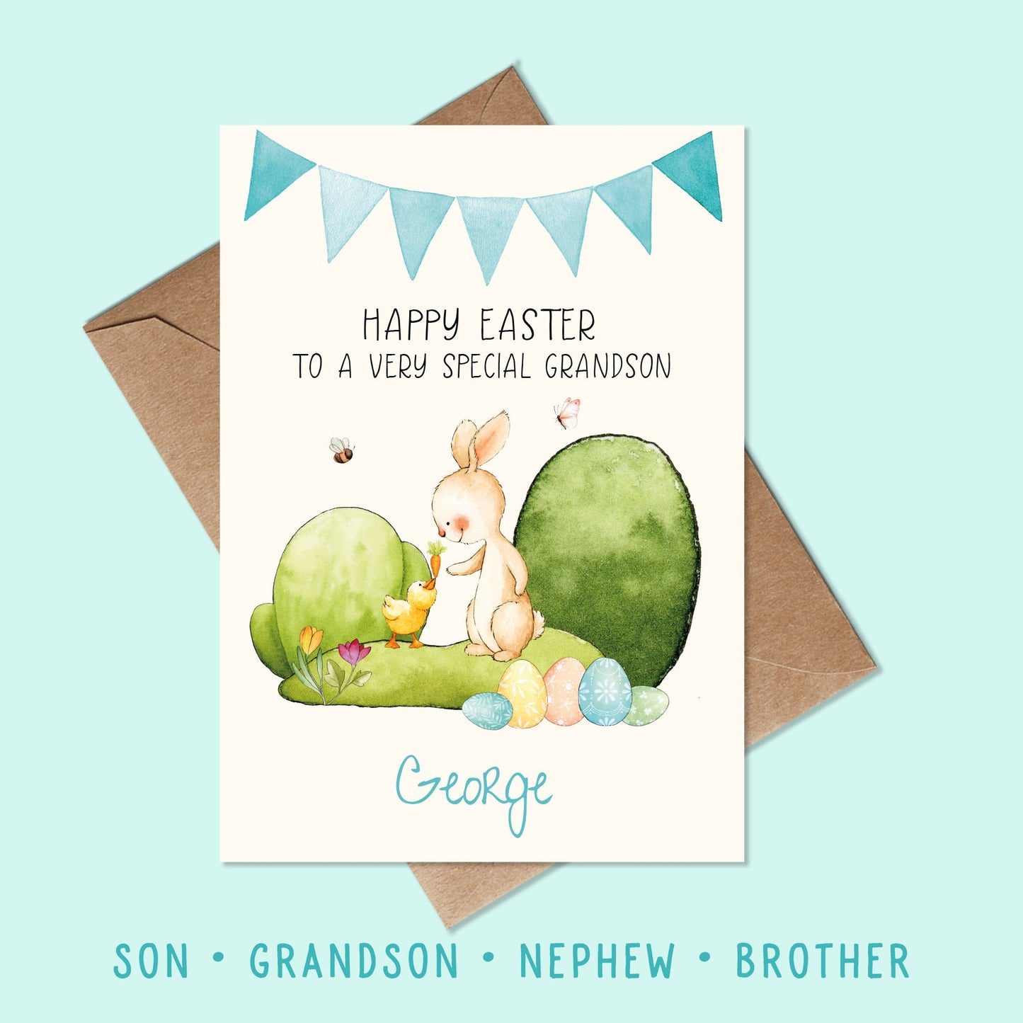 Personalised Easter cards for Grandson - Personalised Easter cards for Son - Personalised Easter cards for Nephew - Boys Easter Cards