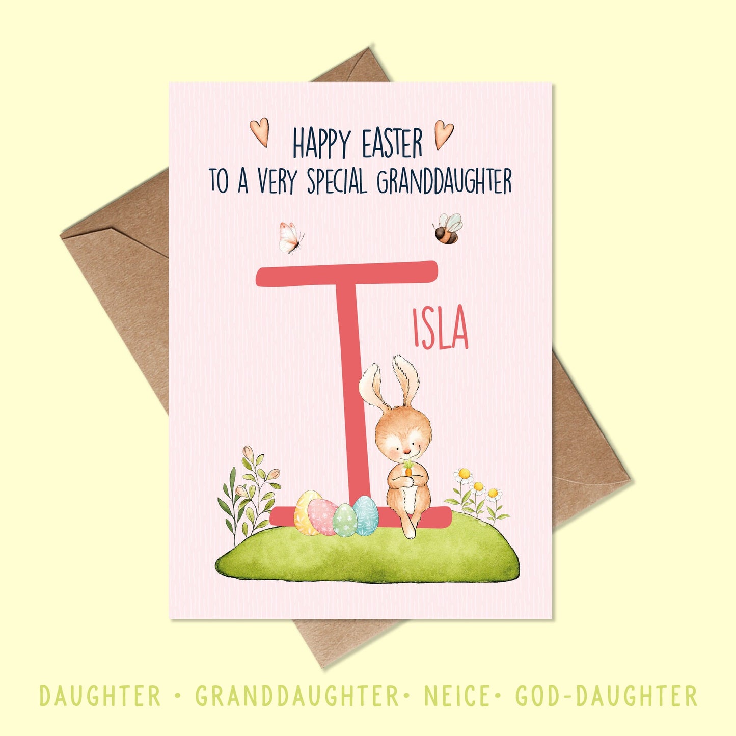 Personalised Girls Easter Card, Easter Bunny Girls Card, Daughter Easter Card, Granddaughter Easter Card, Niece, Cousin