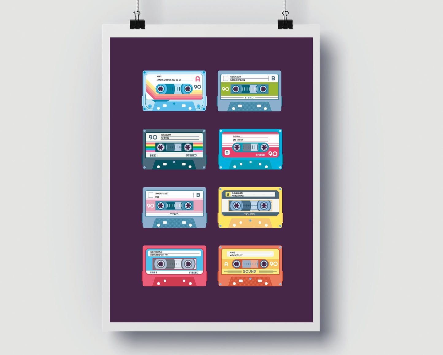 Personalised Cassette Poster - Wall Art - Cassette Print - Add your favourite songs - Retro Music Art - Pop art Poster