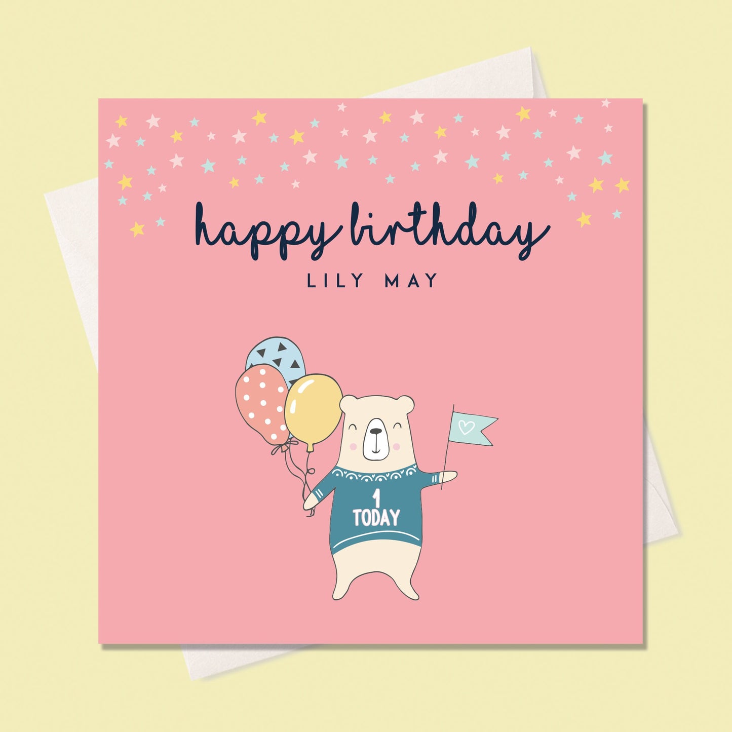 1st Birthday Card - Cute 1st Birthday Card - 1st Birthday Card for girls - Birthday Card for Girls