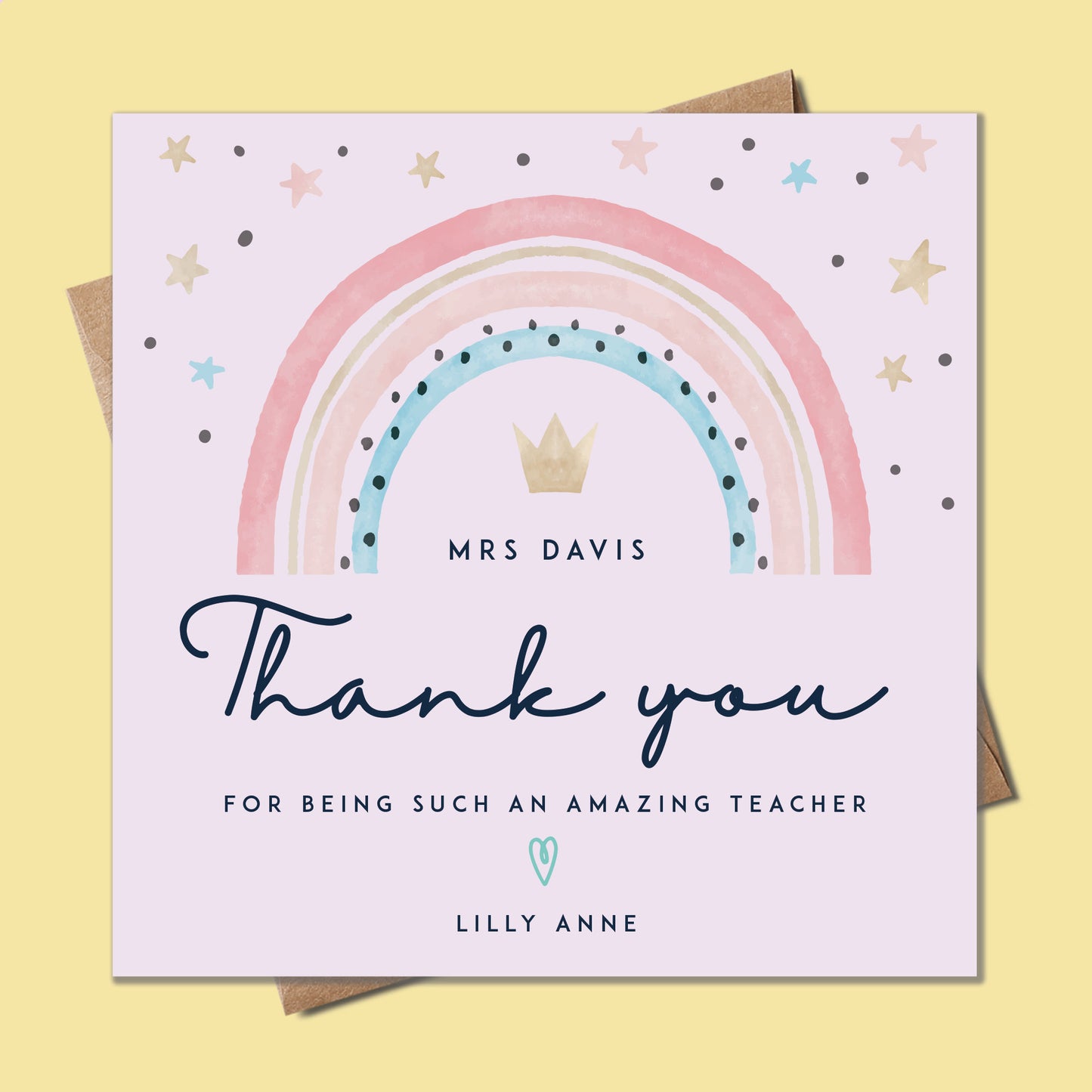 Teacher Card, Thank you Teacher Card, Personalised Teacher Card, Card to teacher, End of Term Teacher Card, Teaching assistant, teacher gif