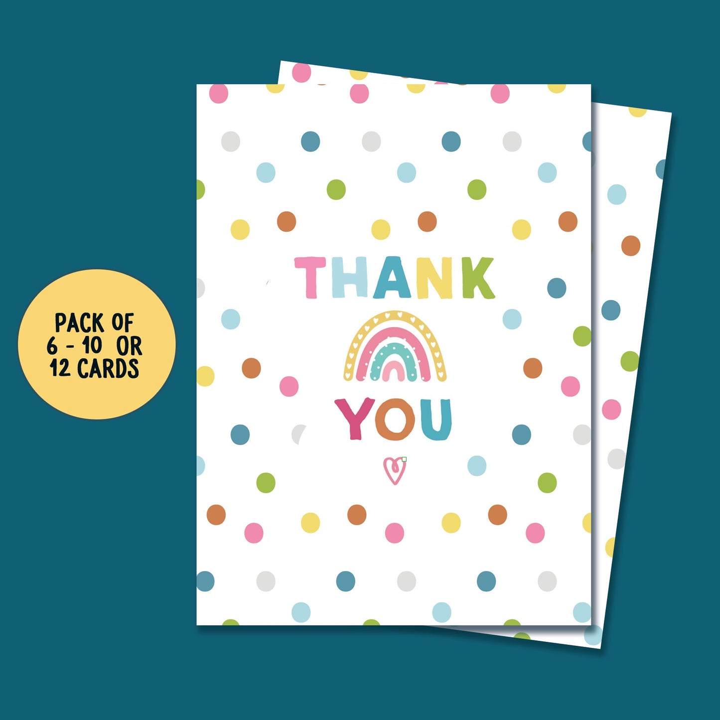 Thank you Cards, Thank you pack of cards, Colourful Thank you cards