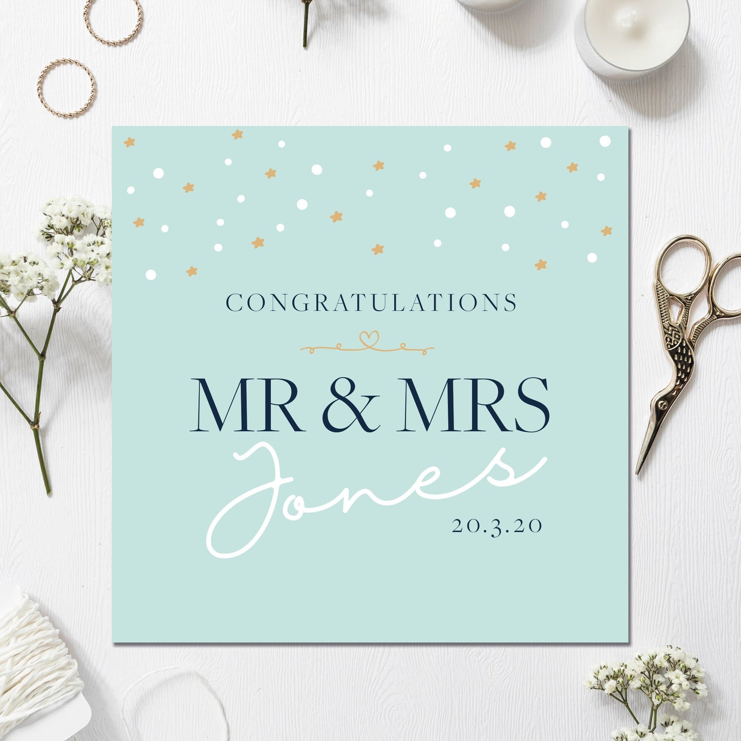 Wedding Card Personalised 135mm Square