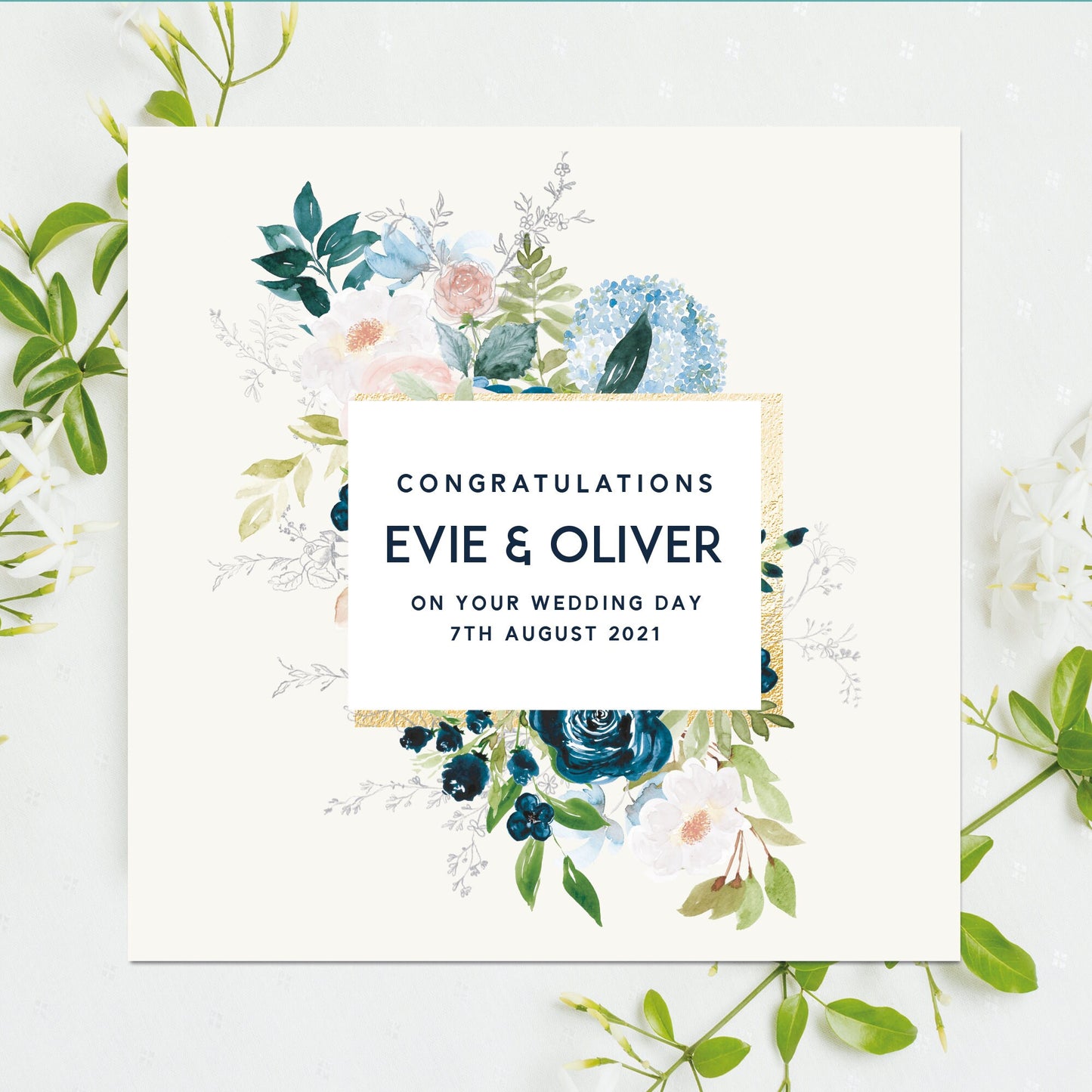Wedding Card Personalised Floral Pastel