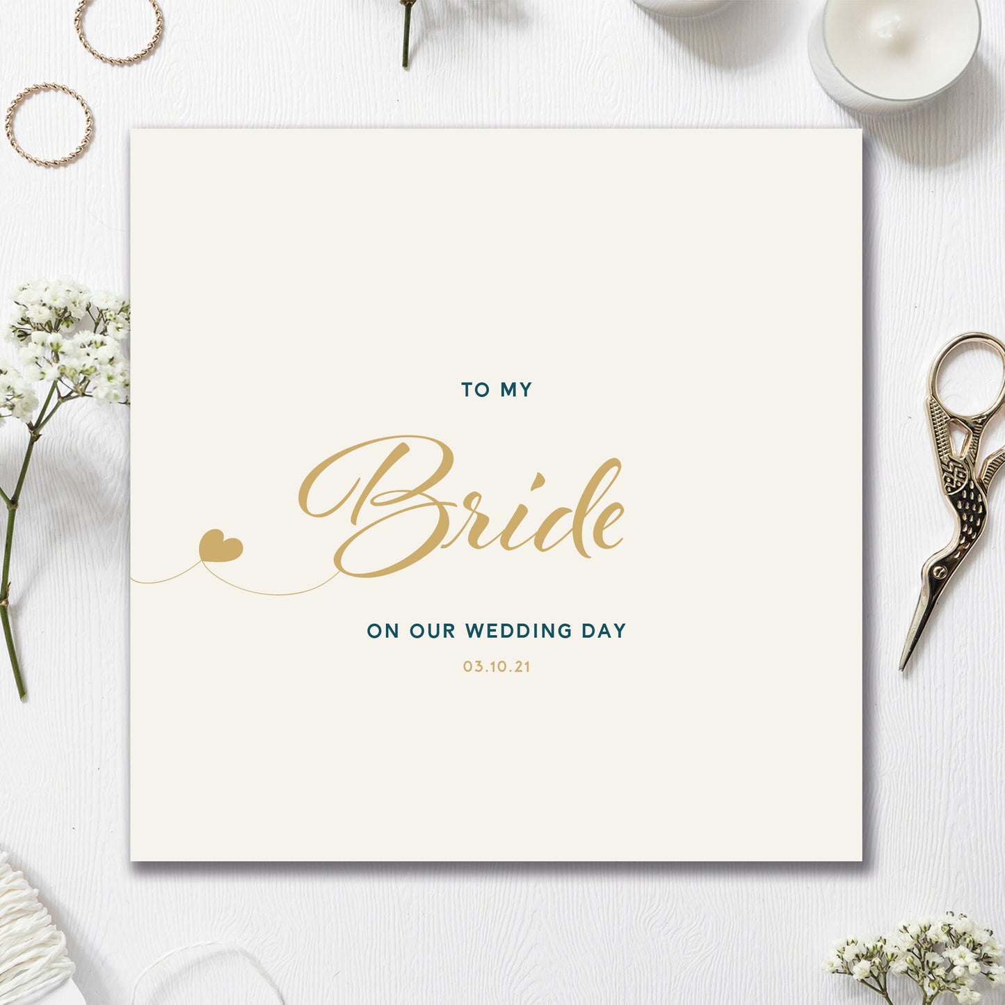 Wedding Card Personalised Floral 135mm