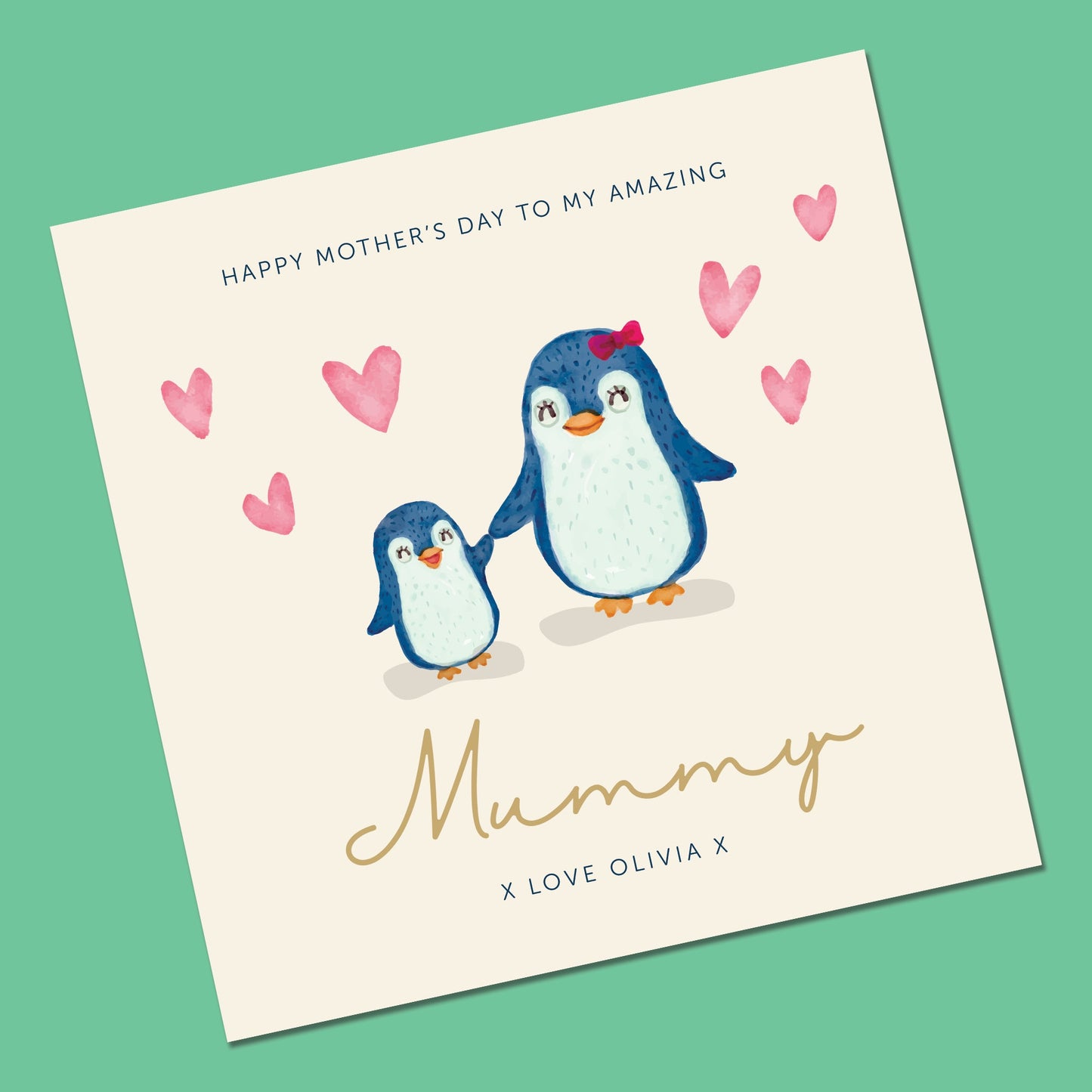 Penguin Mother's Day Card - Personalizable