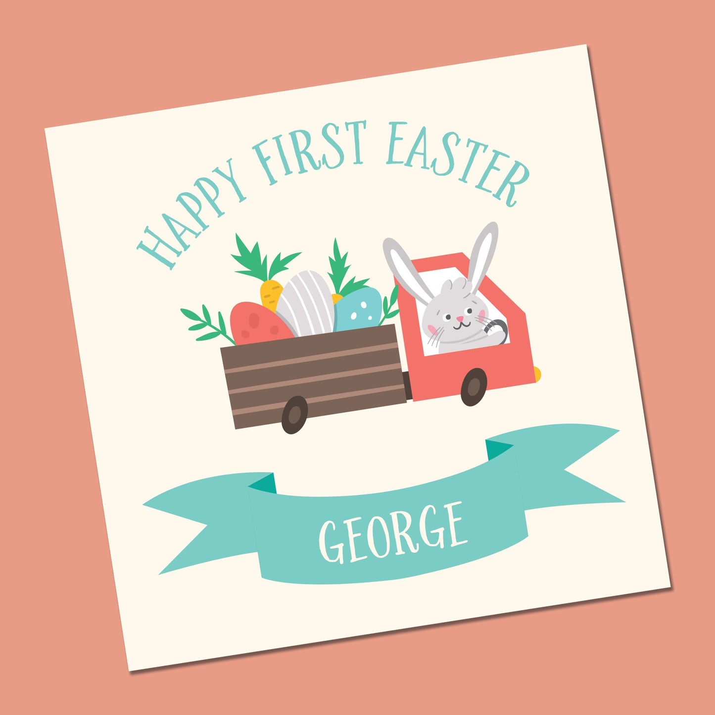 Personalised Happy First Easter / Happy Easter Card - 1st Easter - Baby's First Easter Card - Baby Easter - Baby Girl Easter Card