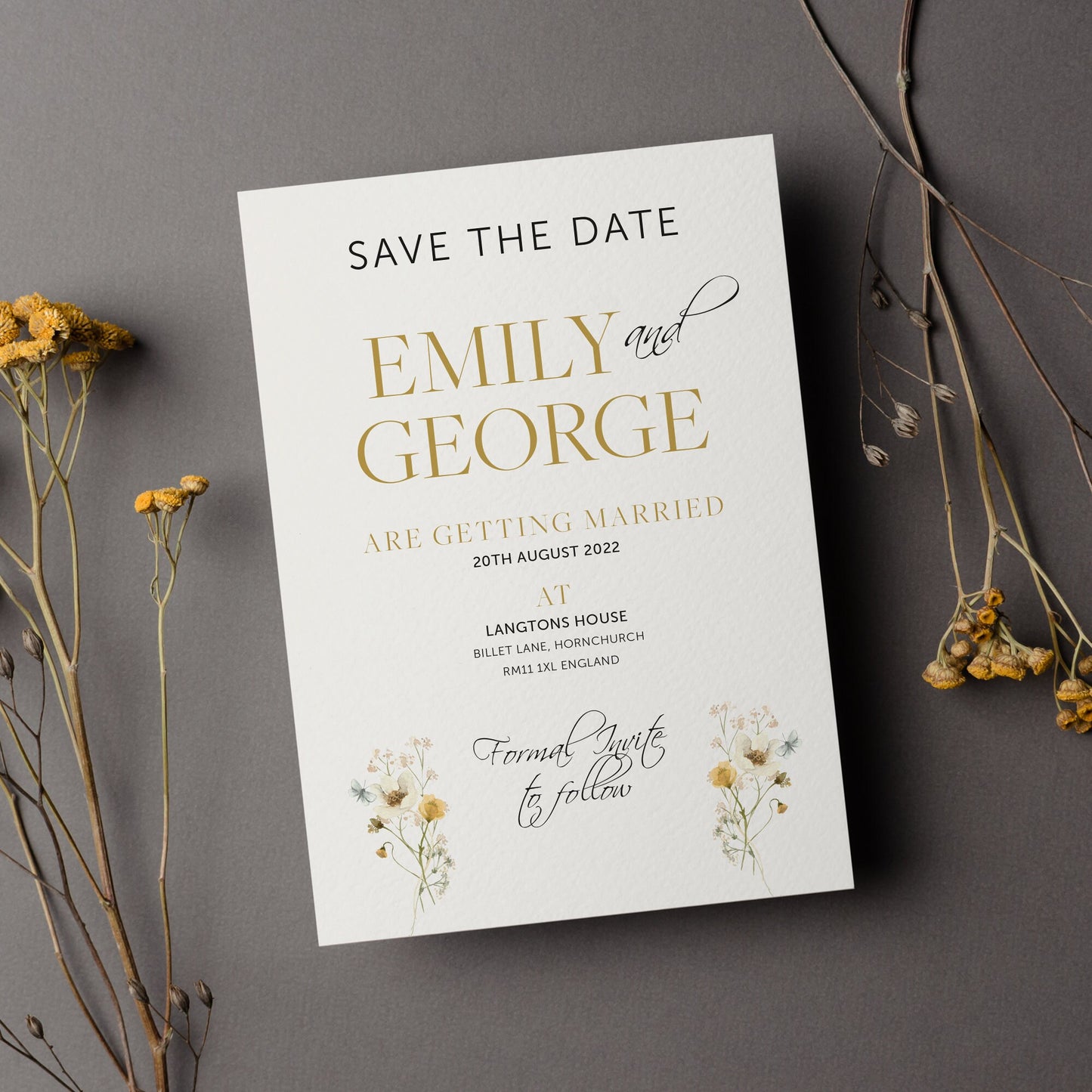 Emily - Botanical Floral, Wedding Invitation, Save the date Wedding, Elegant Wedding Invitation Set, Modern Wedding invites, Calligraphy
