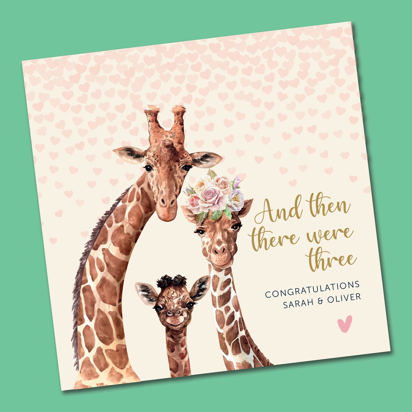 And then there were three, Personalised new baby card, Congratulations, welcome to the world Baby Card, New Parents, baby Boy, Baby Girl