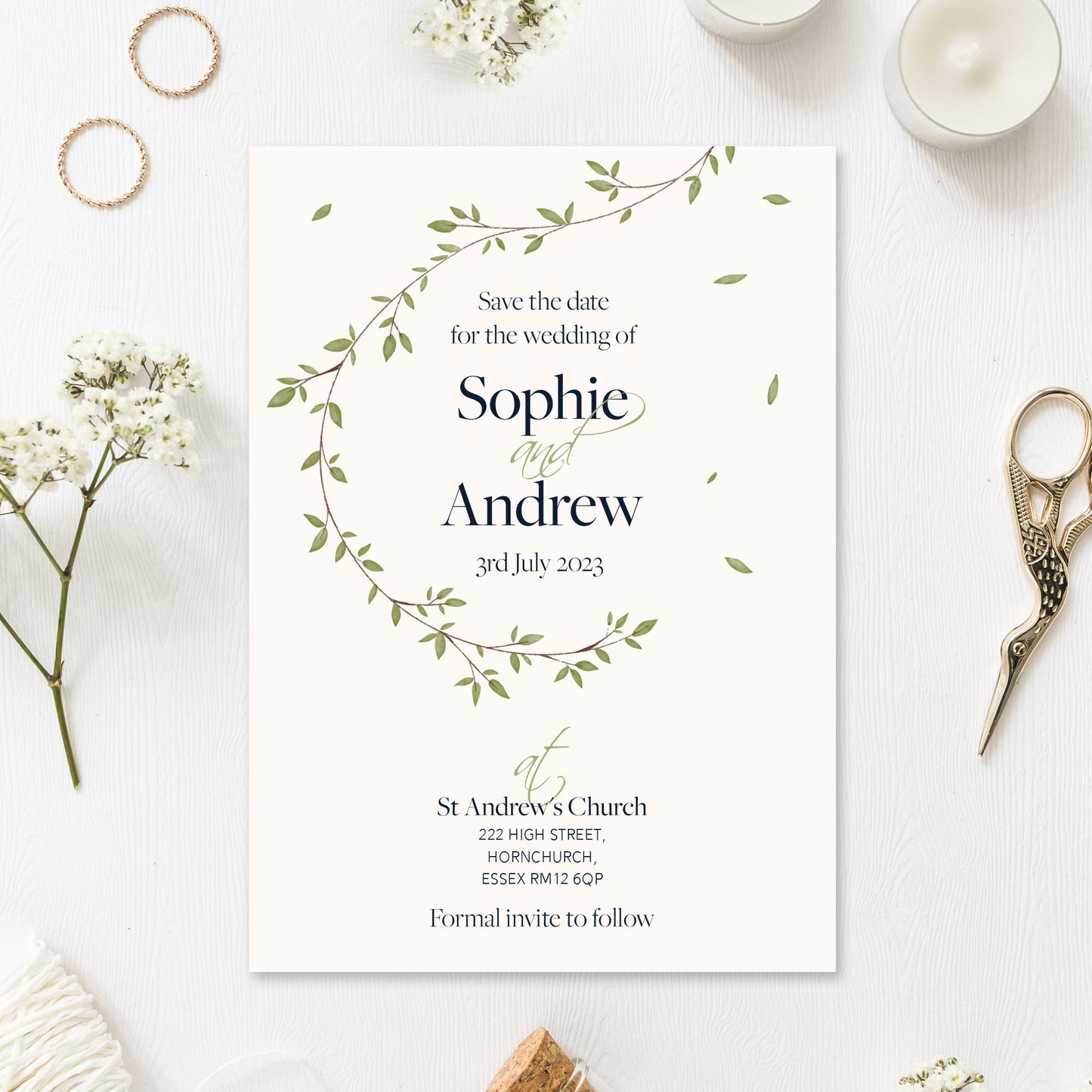 Sophie - Simple Floral Elegant, Wedding Invitation, Save the date Wedding, Elegant Wedding Save the date, Modern Wedding invites