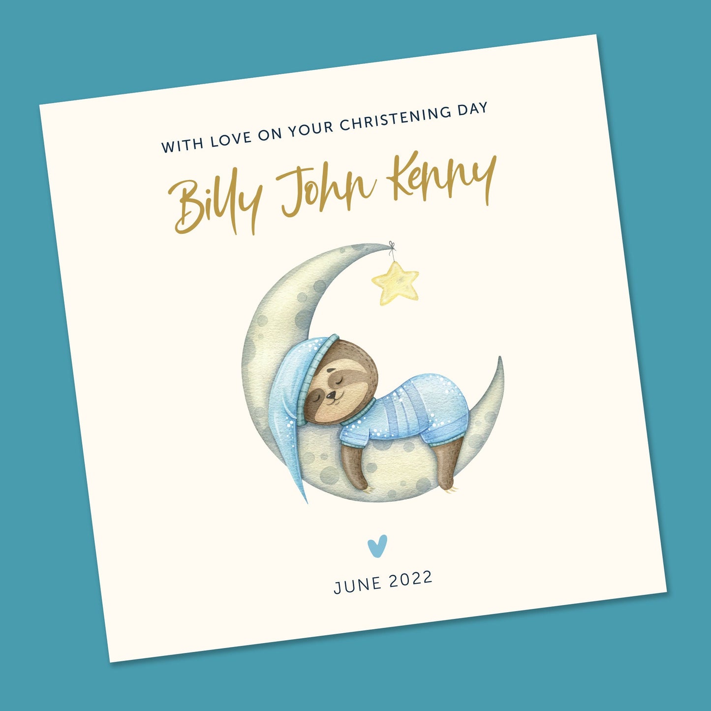 Personalised Christening Card - Baby 6"x6"