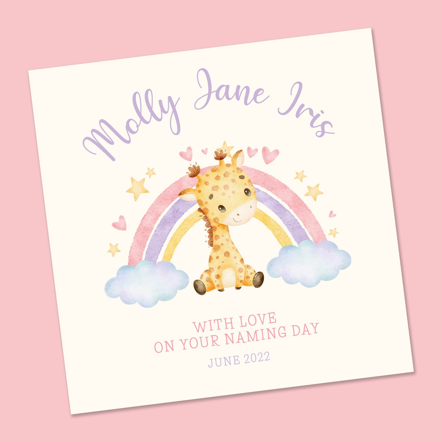 Personalised Christening Card, Christening Card for Girl, Baptism Card Customised Baby Card, Baby, Naming Card