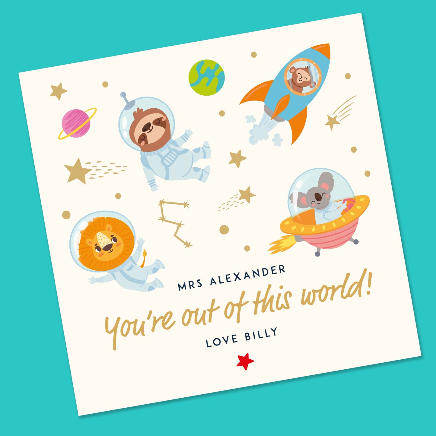 Out of this world Teacher Card - Personalised Thank You