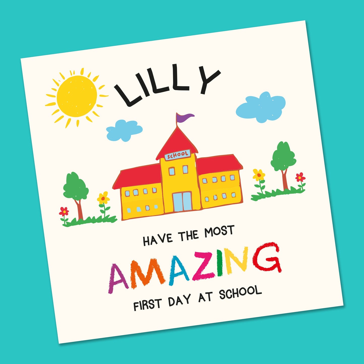 First day at School Card, Back to School, First day of Secondary School, Primary school card, New School Card, Personalised good luck card