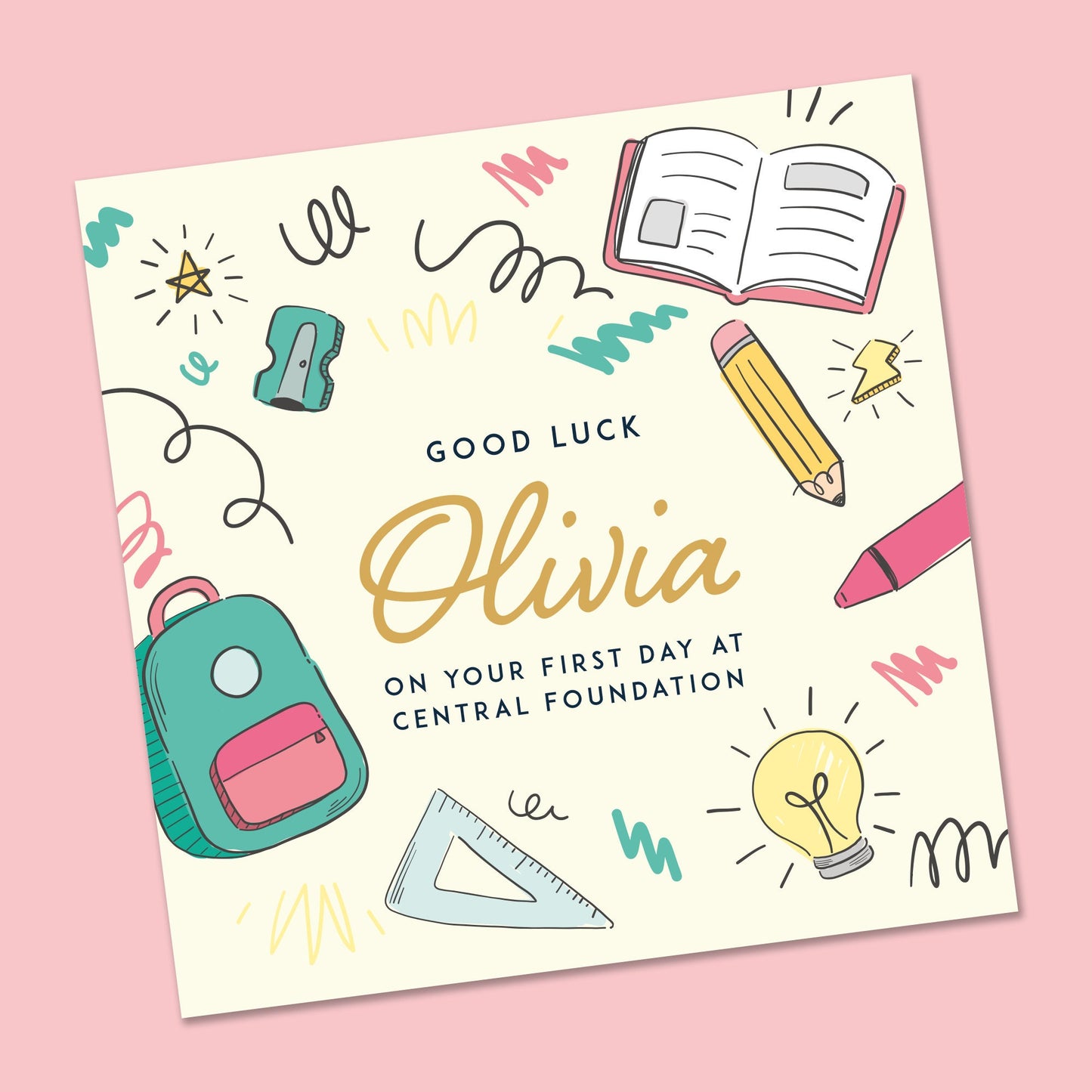 First Day at School Card Personalised 6x6"