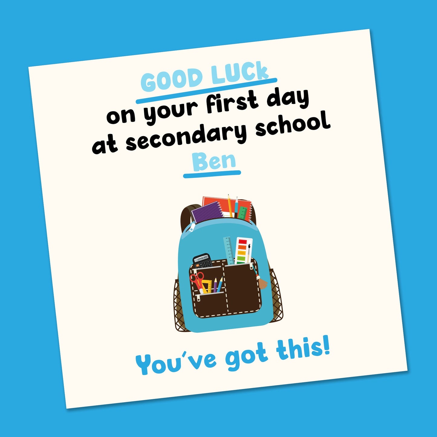 First Day at School Card - Personalised