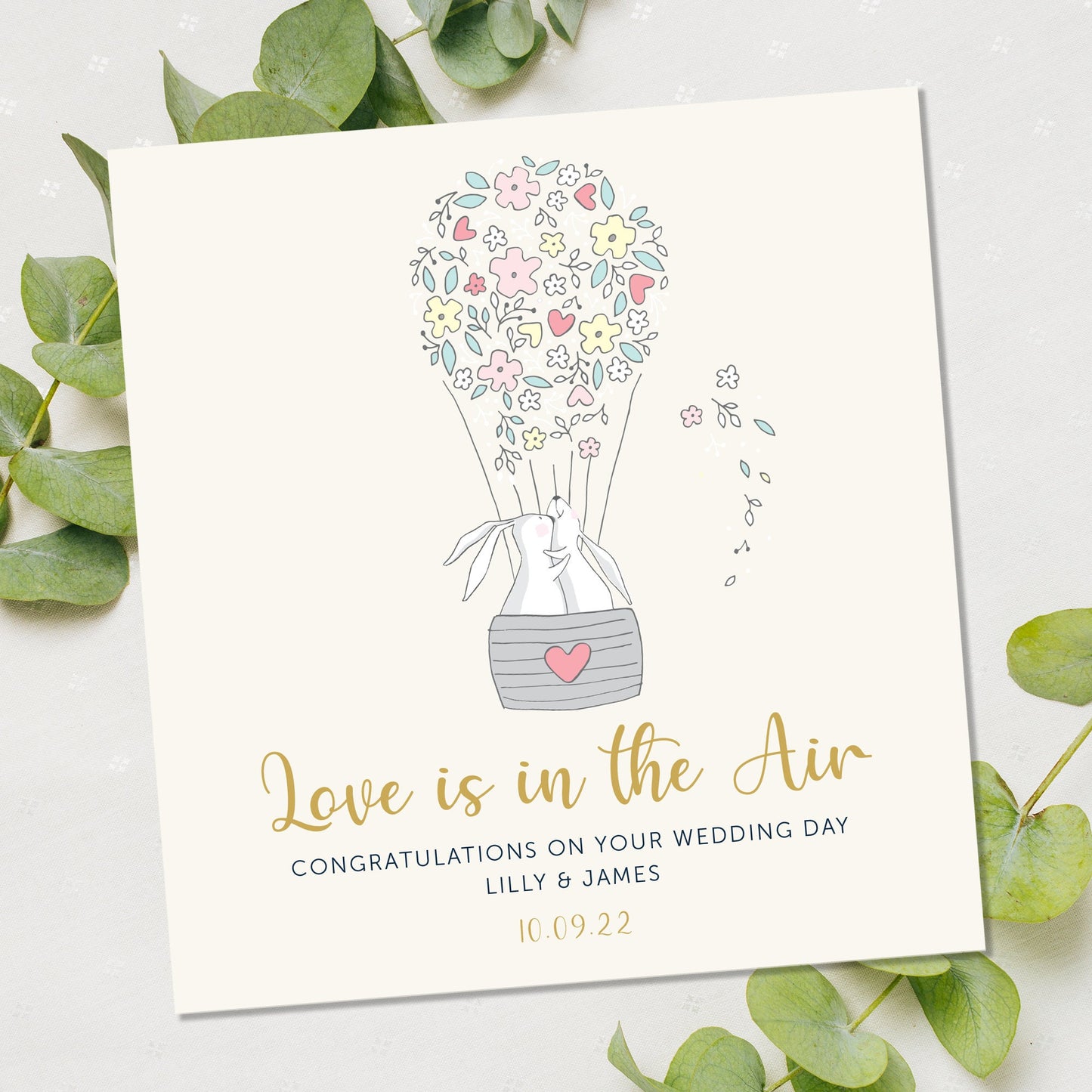 Wedding Card 135mm Personalised Floral