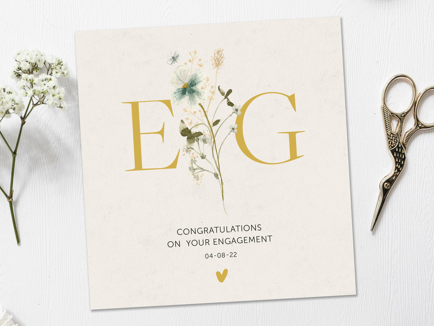 Engagement Card Initials Personalised