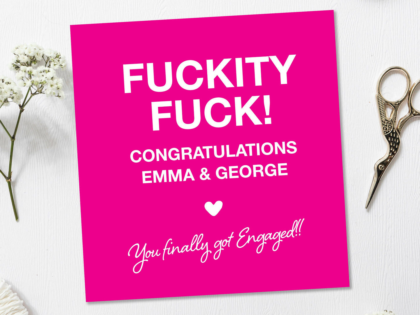 Funny Personalised Engagement Card - Blank Inside