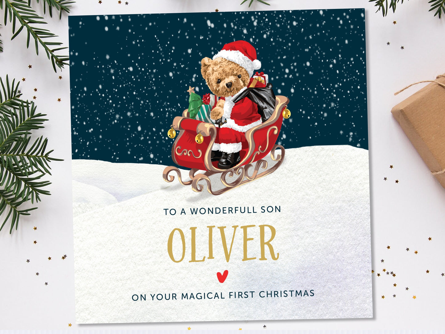 First Christmas Card Grandson - Blank Inside