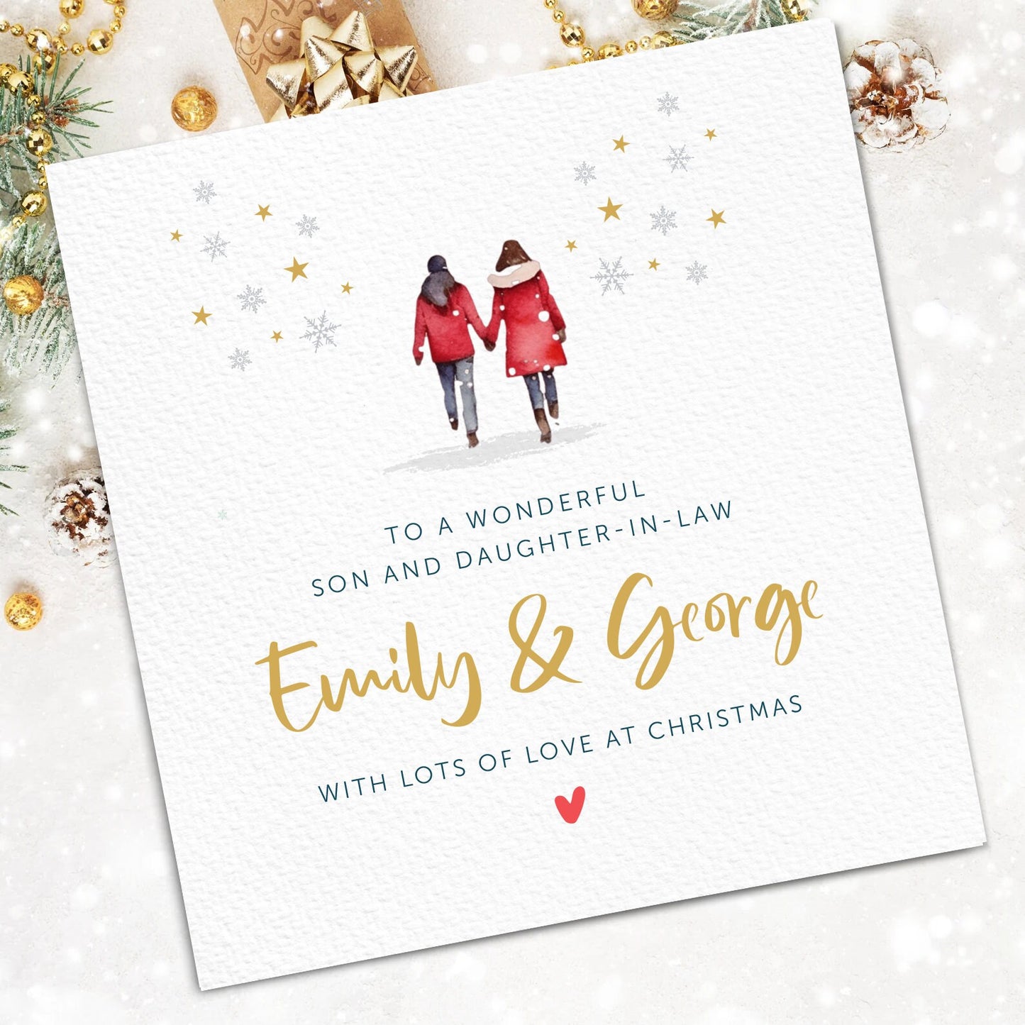 Christmas Card for a Couple, Personalised Christmas Card, Son and Daughter-in-law card, Daughter and Son-in-law card, Christmas gift