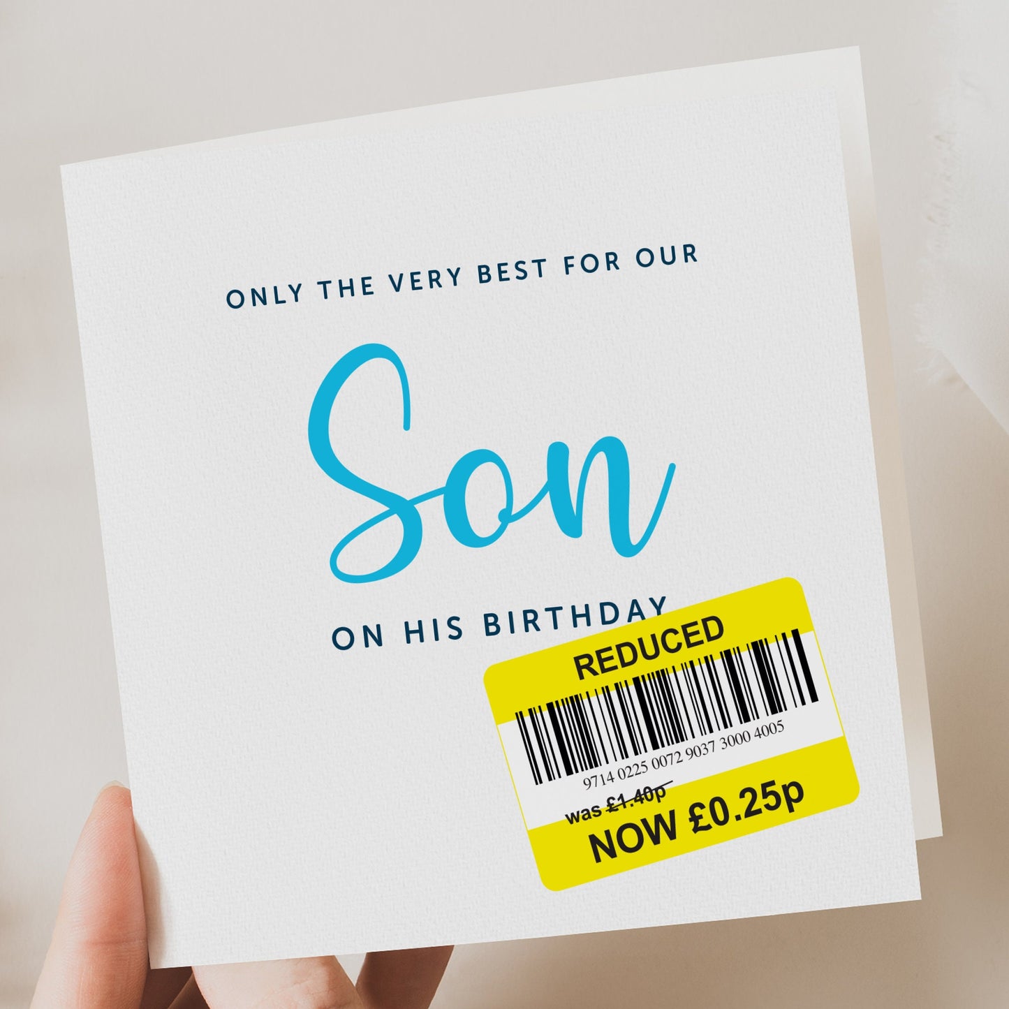 Funny Birthday Card - Son Yellow Sticker 6"