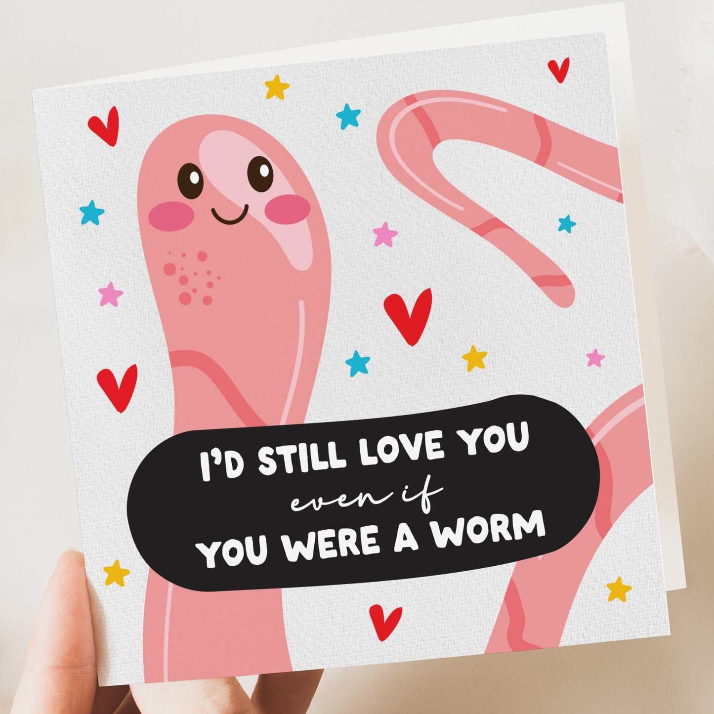 worm funny valentines card