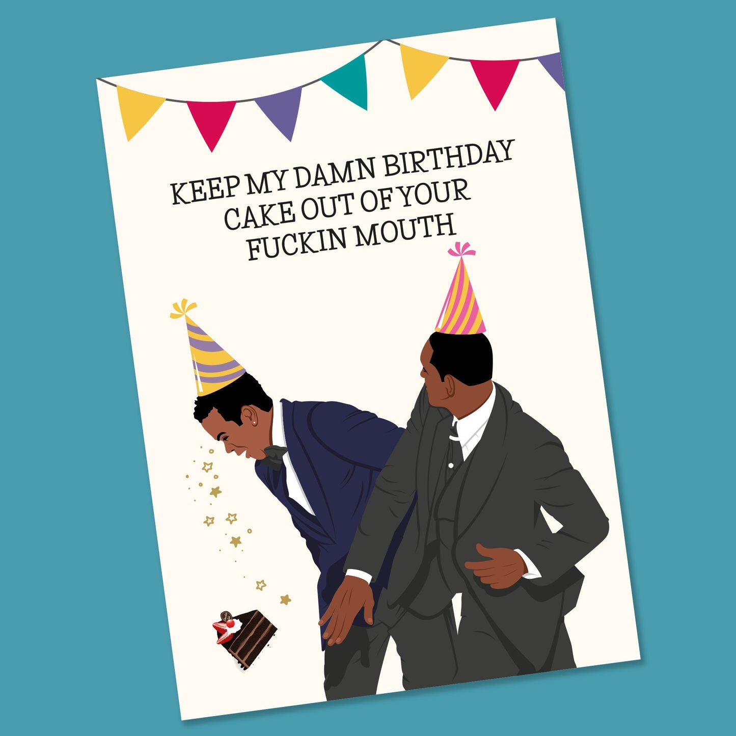 Funny birthday card, will smith slap, chris rock meme card oscars meme, for him, for her, by gothink creative