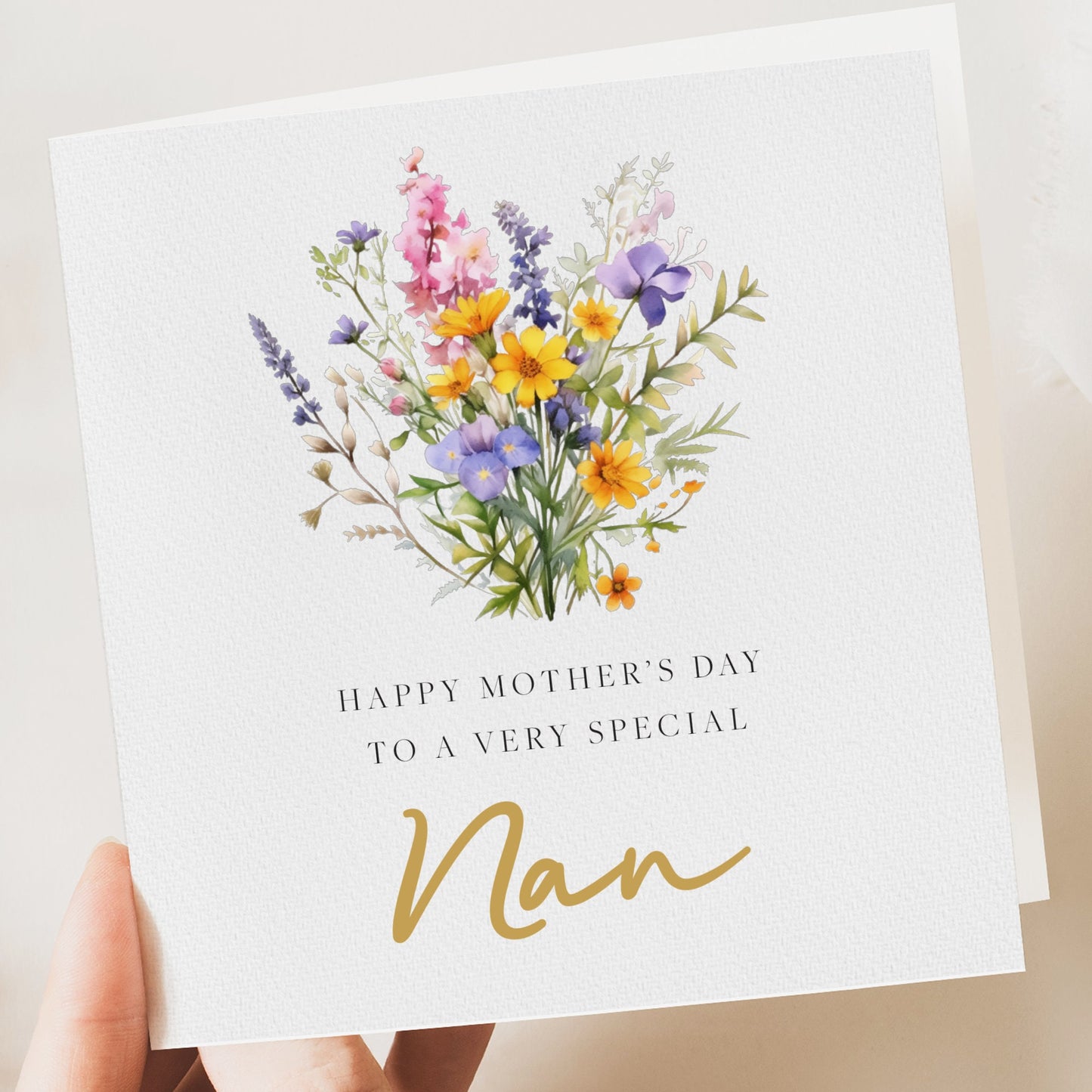 Nan Mother's Day Card | Floral Mother's Day Card | Botanical Wildflowers Grandma | Card For Nanny | Mothers Day Card With Flowers