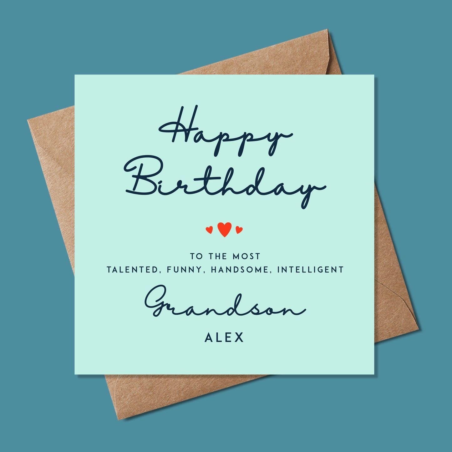 Grandson Birthday Card - Personalised 6" Square