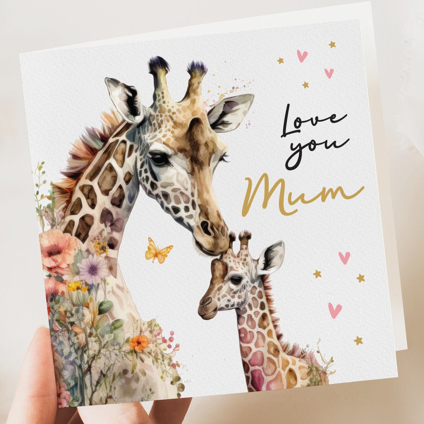 Giraffe Mother's Day Card - Personalizable 5.3" Square