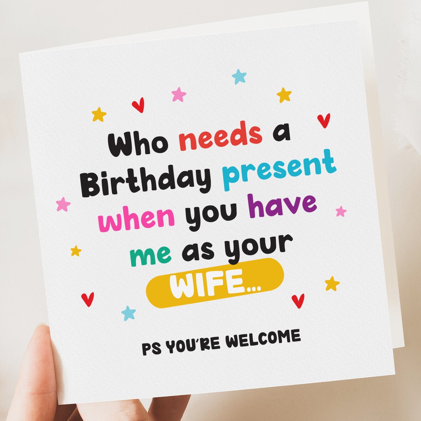Birthday Card for Husband - Funny Yellow Sticker