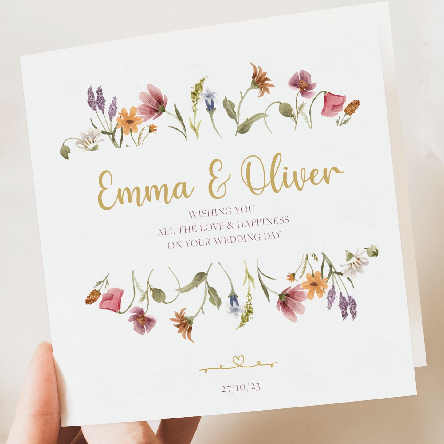 Wedding Card Personalised Floral Bride Groom
