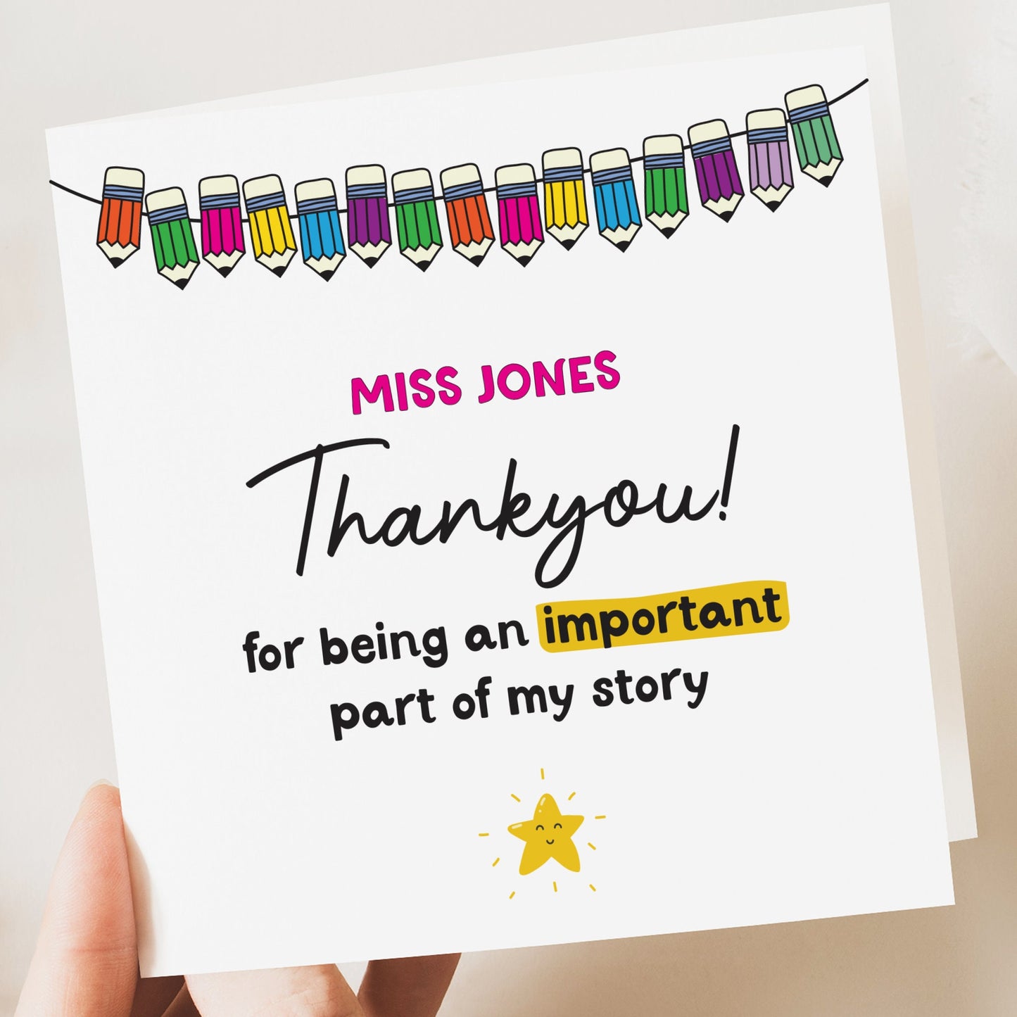 Teacher appreciation Card, Thank you Teacher Card, Personalised Teacher Card, Card to teacher, End of Term Teacher Card, Teaching assistant