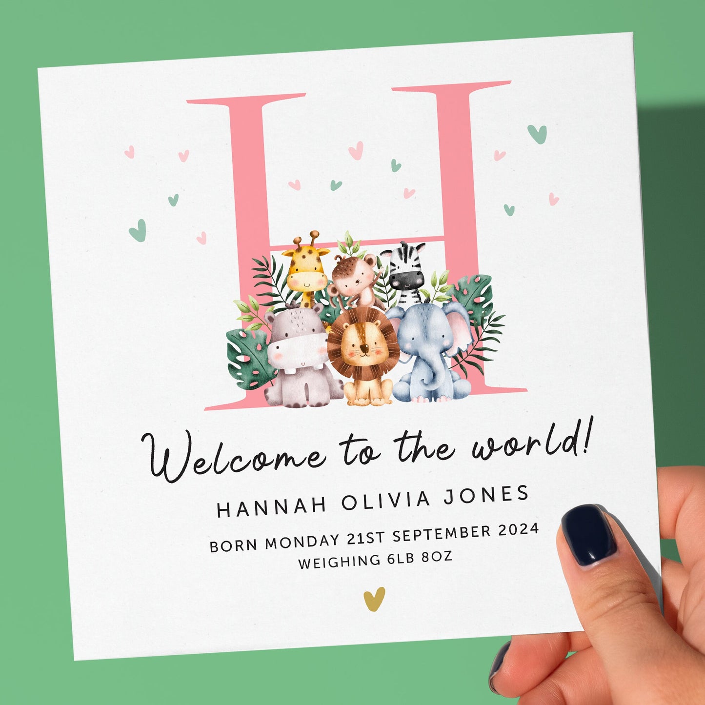 Personalised New born baby girl card