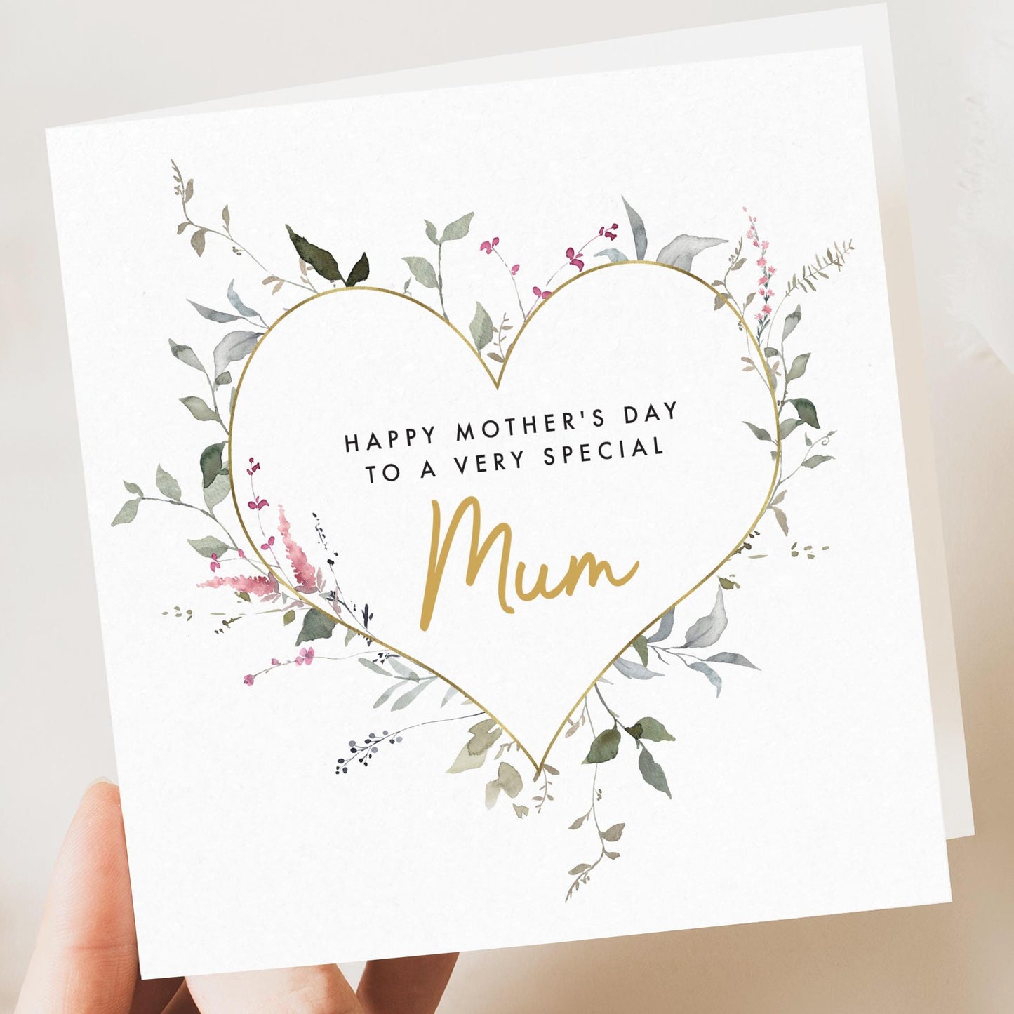Mothers Day Card, Step Mum, Mom, Mum, From Daughter, Floral Mother’s Card for Mum, Happy Mothers Day Cards, Personalised Mothers Day Gift, 3