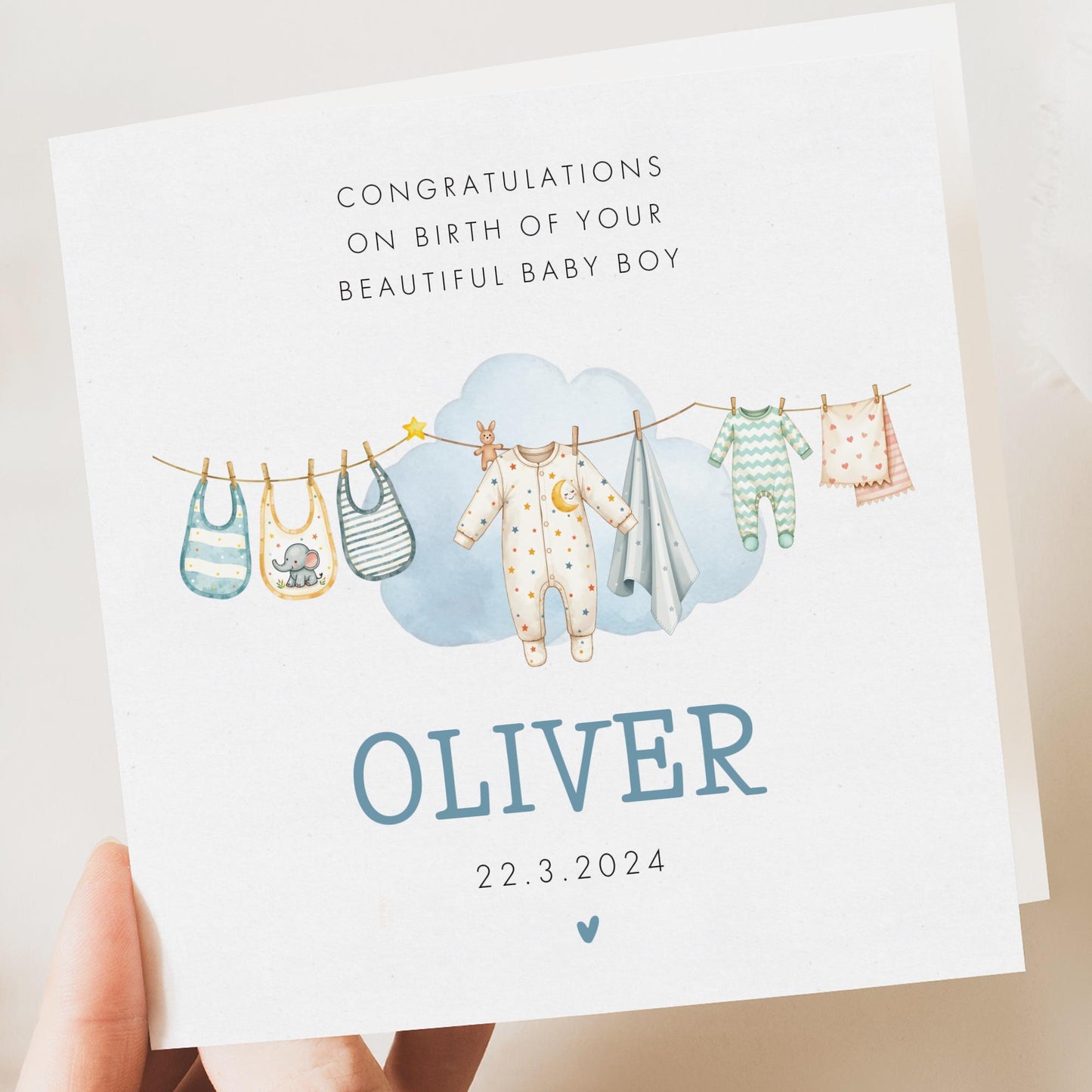 PERSONALISED BABY BOY CARD