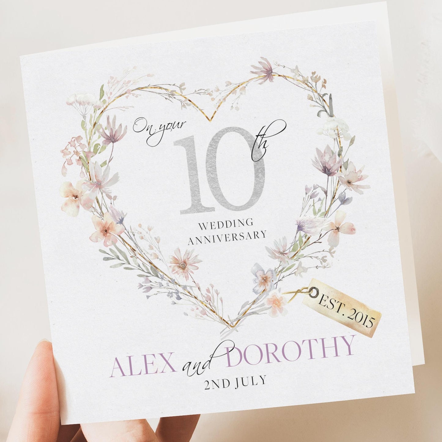 10th Wedding Anniversary Card - 10th Wedding Card, Tin Anniversary - Daughter, Son, Friends, Anniversary - Congrats 10 Years Married -
