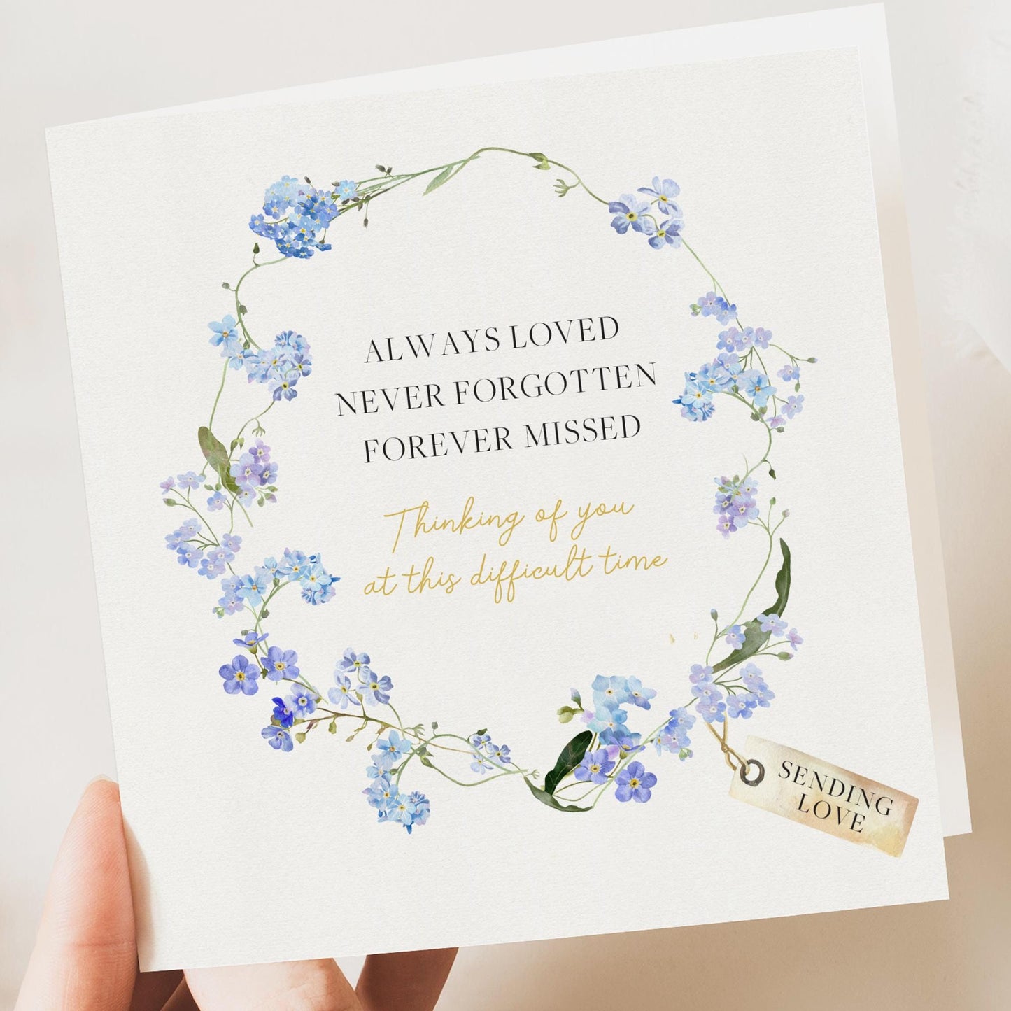 Sympathy Card, Handmade Sympathy Card, Forget me not, Bereavement, Condolences, Sorry for your Loss, Thinking of You