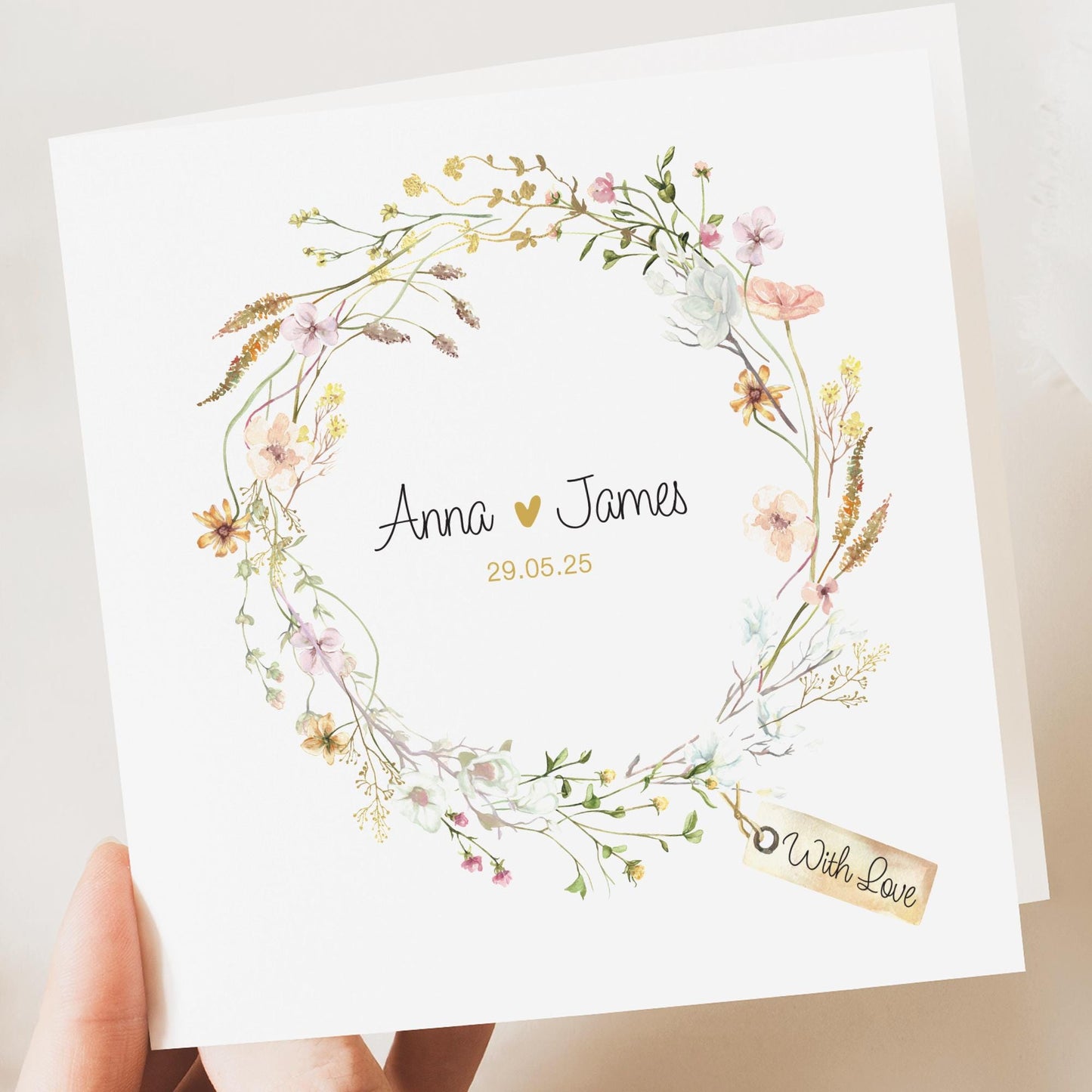 Personalised Wedding Floral Card | Newly Married Couple Greeting | Congratulations Wedding Card | Wedding Gift Card | Wild Floral