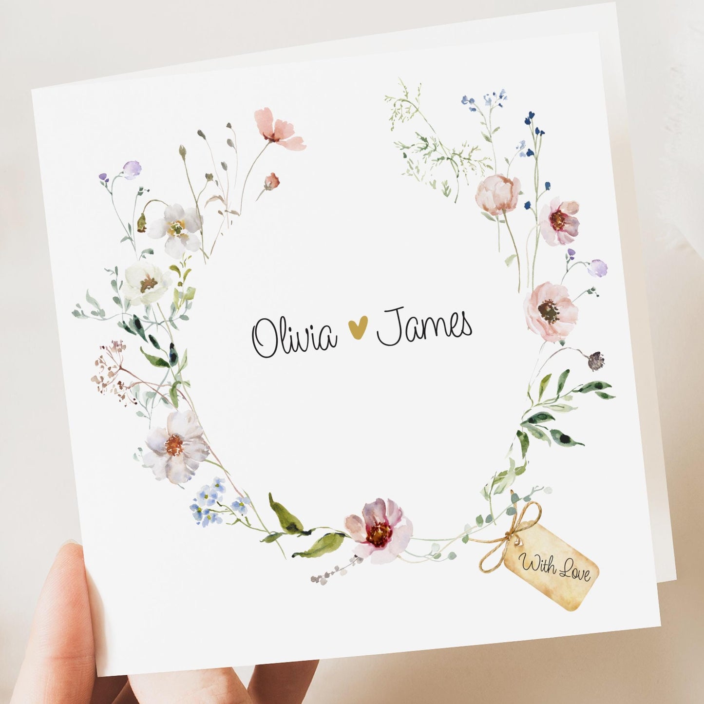 Personalised Wedding Floral Cards | Newly Married Couple Greetings | Anniversary | Congratulations Engagement Card | Wedding Gift Card