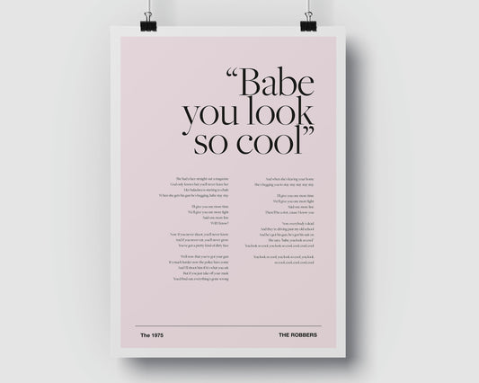 The 1975 Robbers - Music Poster - Music Print - Music Lyrics - Various Colours