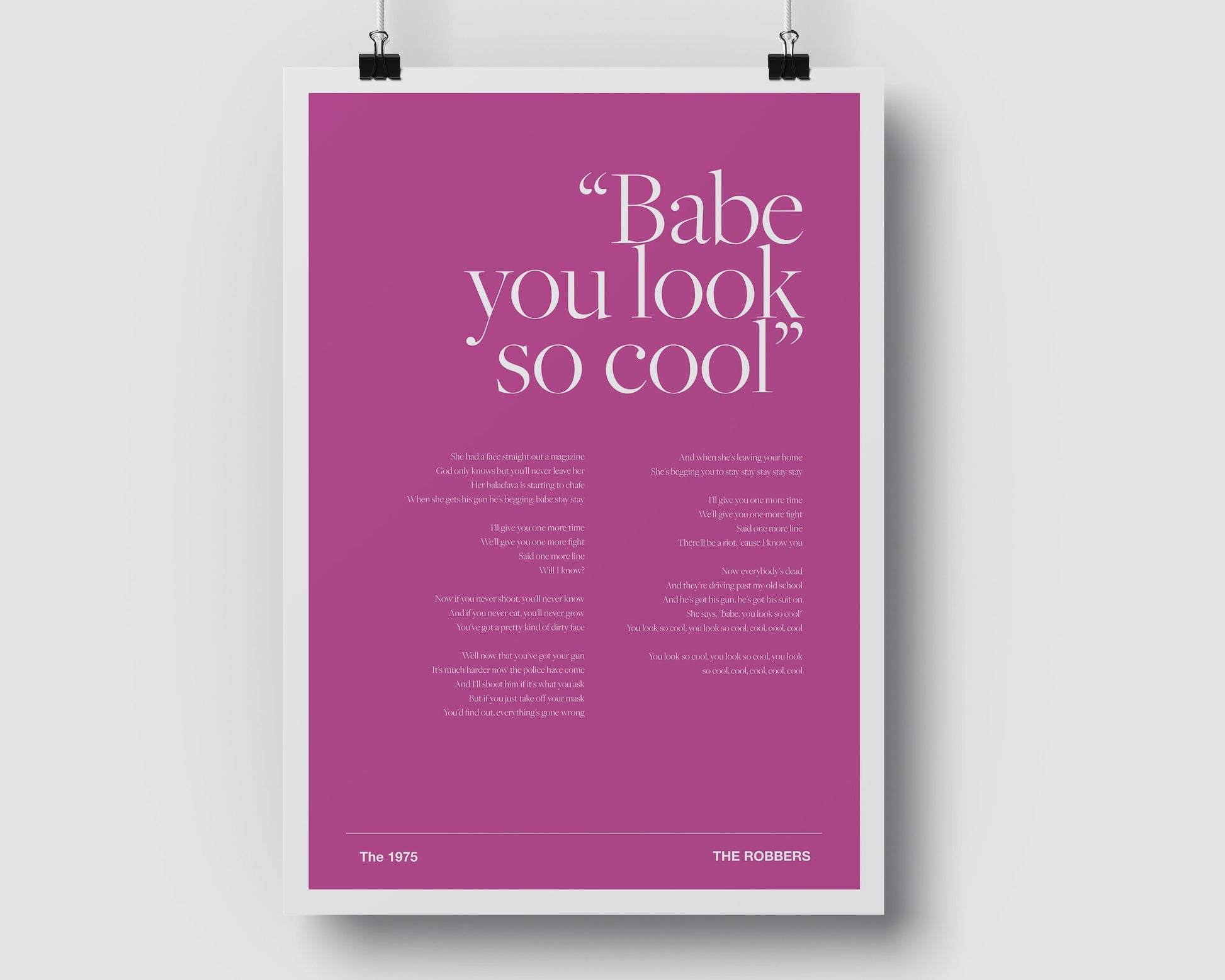 The 1975 Robbers - Music Poster - Music Print - Music Lyrics - Various Colours