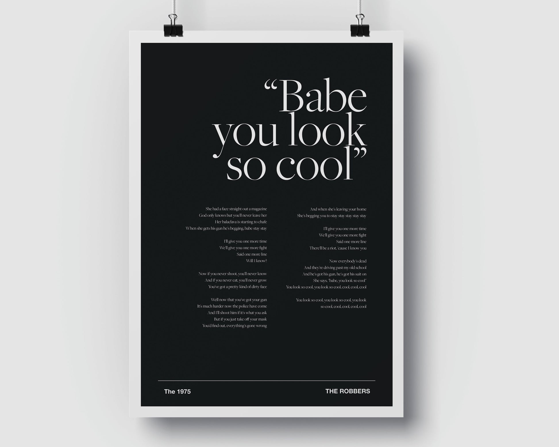 The 1975 Robbers - Music Poster - Music Print - Music Lyrics - Various Colours
