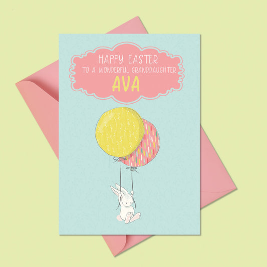 Personalised Girls Easter Card, Easter Bunny Girls Card, Daughter Easter Card, Granddaughter Easter Card, Niece, Cousin