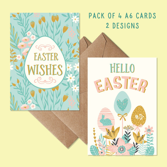 Easter card pack - Pack of 4 Easter cards - Easter card pack - Easter Card pack of 4 - Easter Cards - Easter eggs - Easter card packets