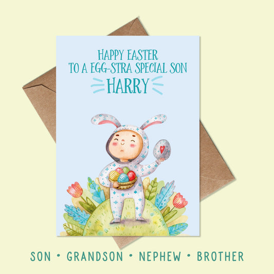 Personalised Easter cards for Son - Personalised Easter cards for Grandson - Personalised Easter cards for Nephew - Boys Easter Cards